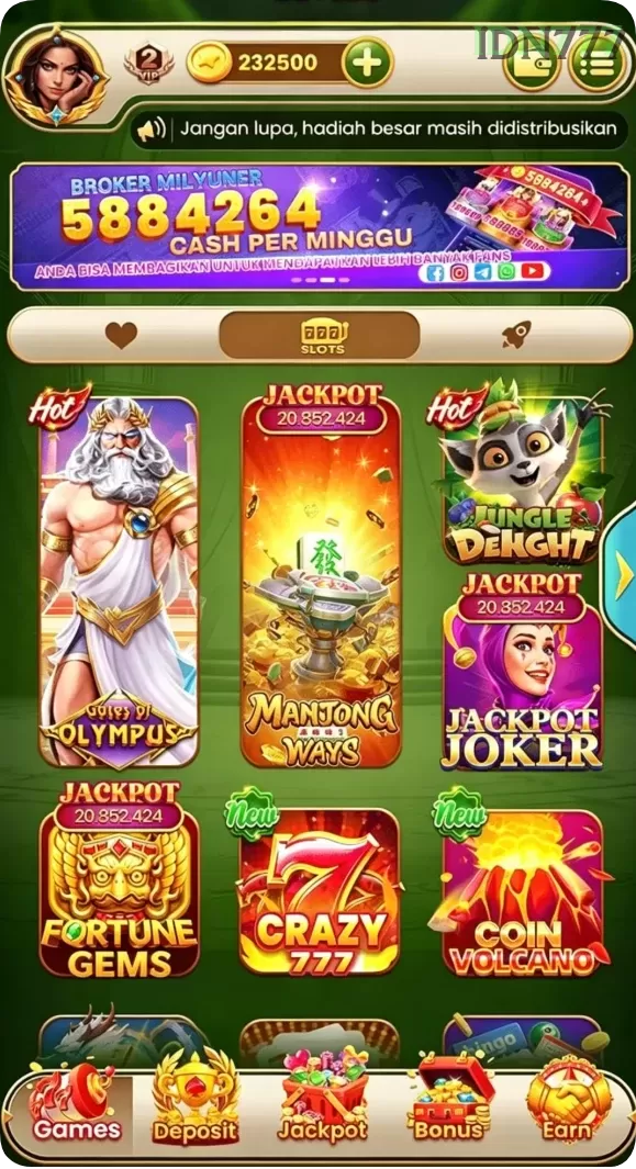 Galeri pratinjau visual idn777 build APK resmi terbaru